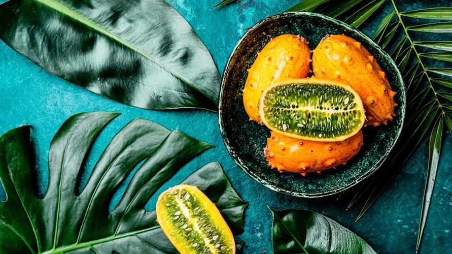 Kiwano ovoce, rohatý meloun, který uchovává výhody pro tělo